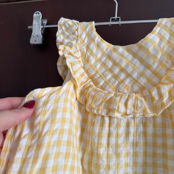 JANIE and JACK | Girls Yellow Gingham Cotton Ruffle Sleeve Sundress | 18 Months - Picture 4 of 5